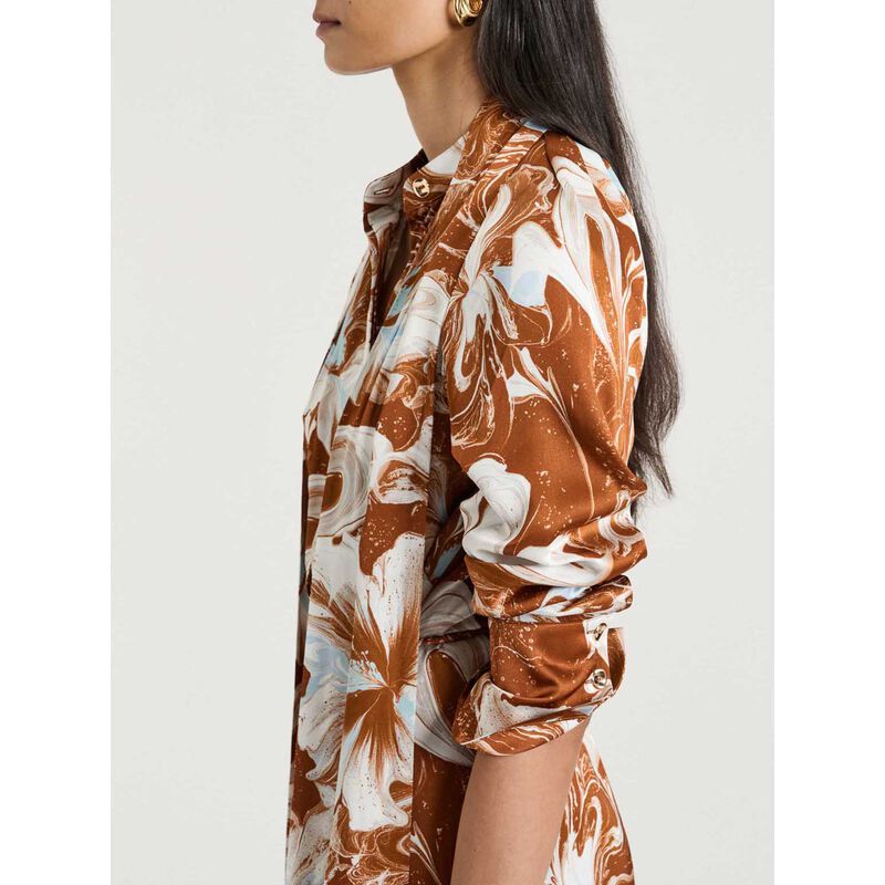 Veronika Maine Marble Floral Satin Midi Dress image number 2